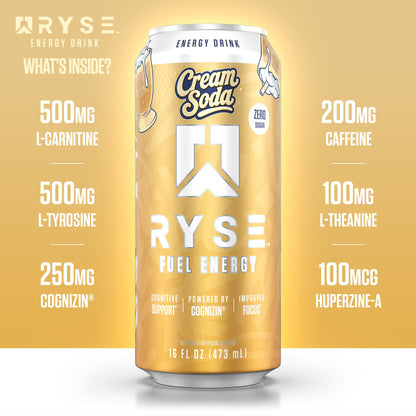 RYSE Fuel Energy Drink - Variety Pack - Sugar Free, Gluten Free & Vegan - 200mg Natural Caffeine, Taurine & Choline for Focus & Energy - No Artificial Colors - 16 fl oz Cans (12-Pack)