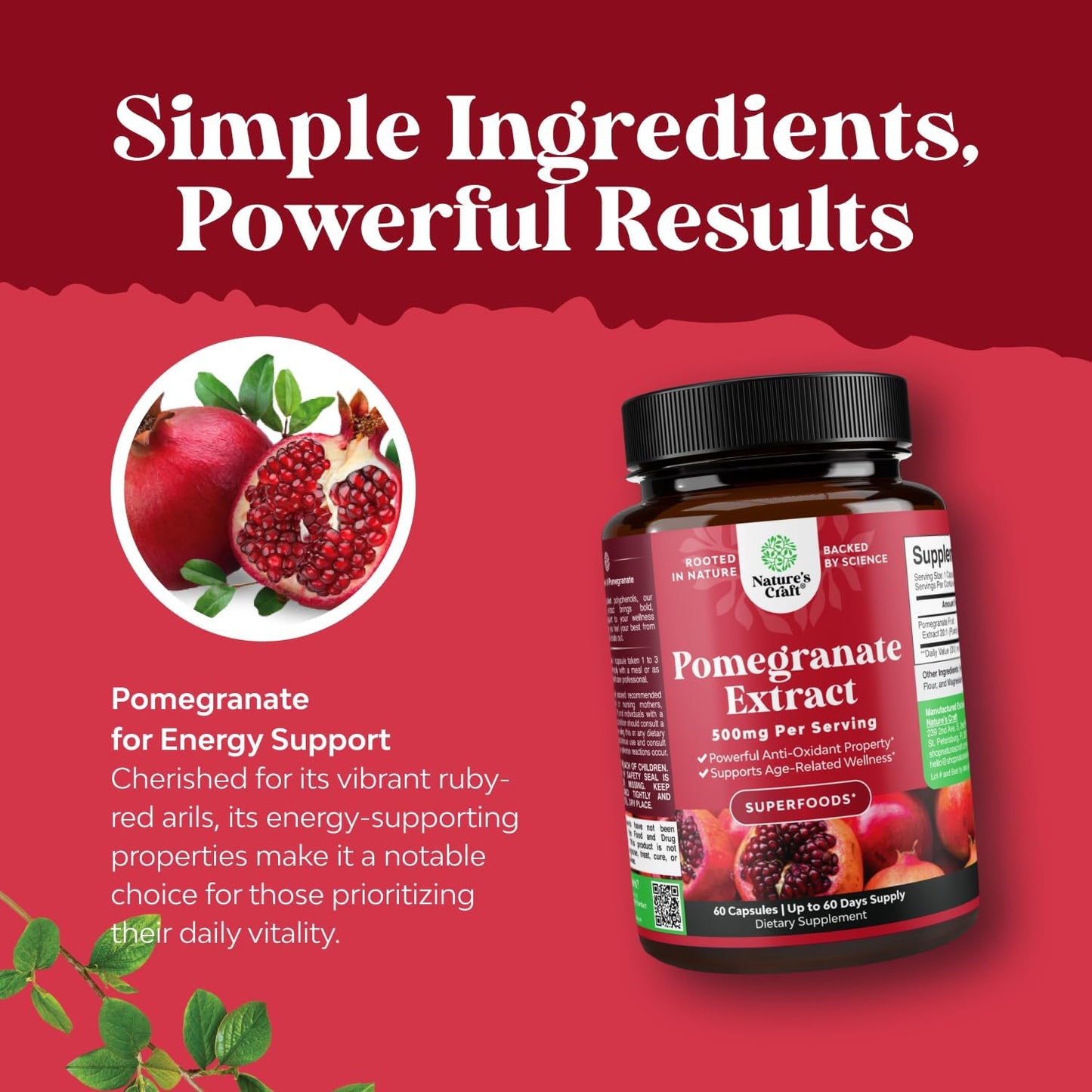 Advanced Pomegranate Extract Capsules - Powerful Antioxidant & Healthy Heart Support - Easy To Swallow Pomegranate Supplement - Superfood for Energy & Gut Health Support - Third Party Tested - 60 Ct Gsupps Australia