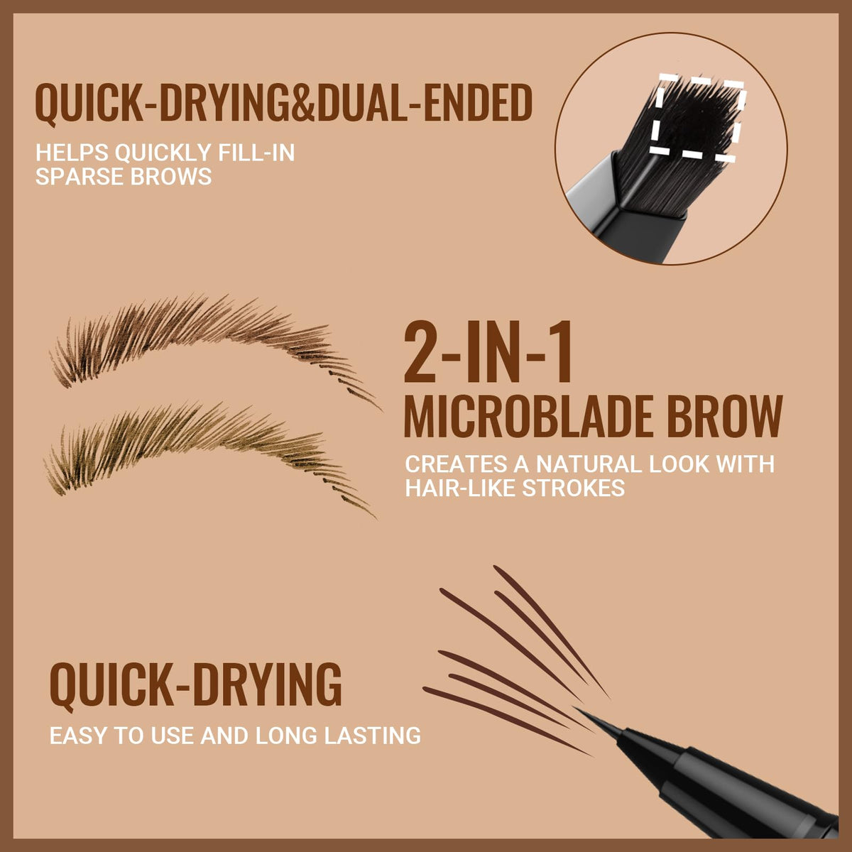 iMethod Eyebrow Pen - Eyebrow Pencil,2-in-1 Eyeliner Dual-Ended Brush-Tip Microblading 4d Eyebrow Pencils for women,Long Lasting Waterproof Hair-Like Brow Pencil,with Eyebrow Brush,DarkBrown iMethod