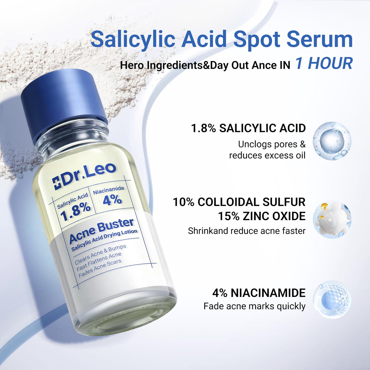 Dr.Leo 1.8% Salicylic Acid Acne Spot Treatment Drying Lotion, 0.34oz Dr.Leo