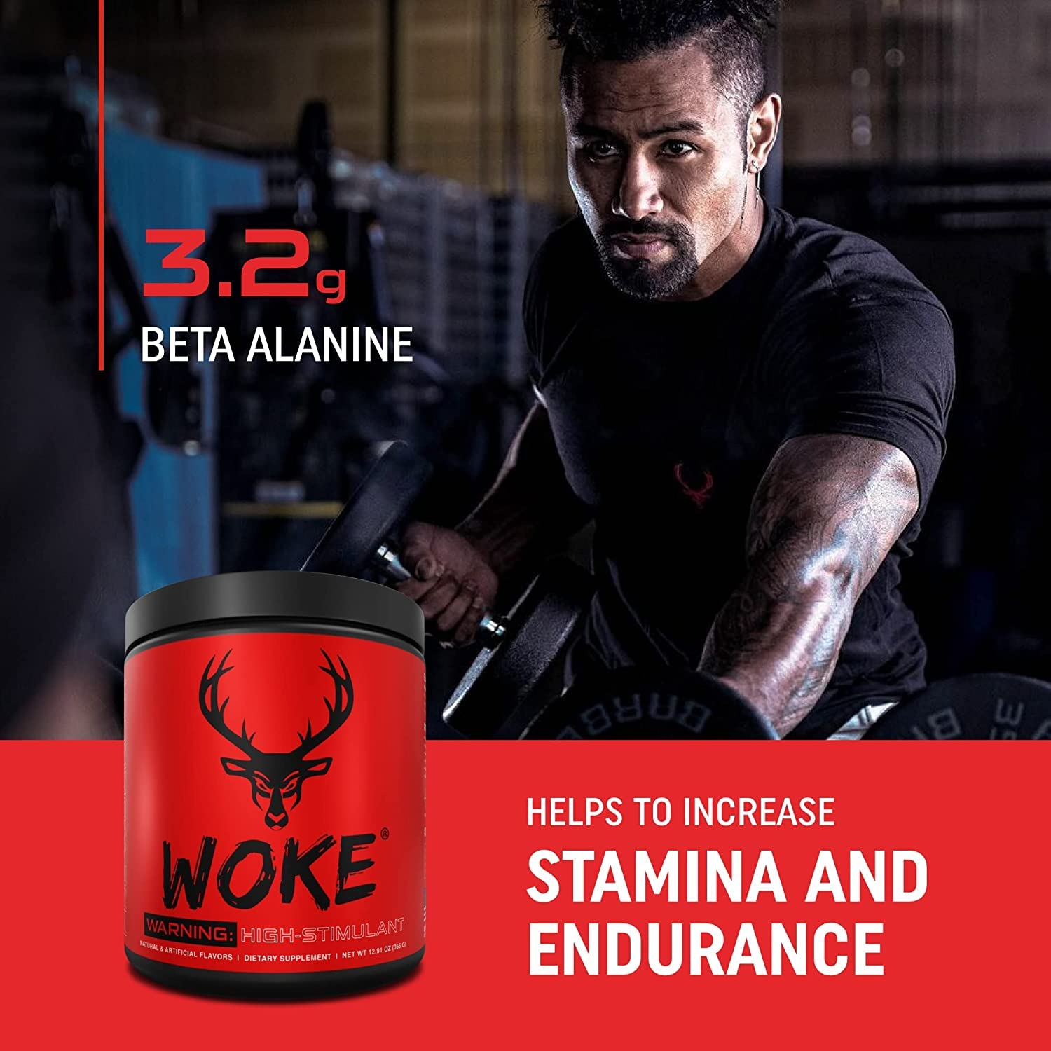 Bucked Up - Woke - HIGH STIM Pre Workout - Best Tasting - Focus Nootropic, Pump, Strength and Growth, 30 Servings (Rocket Pop) Bucked Up buy australia supplements