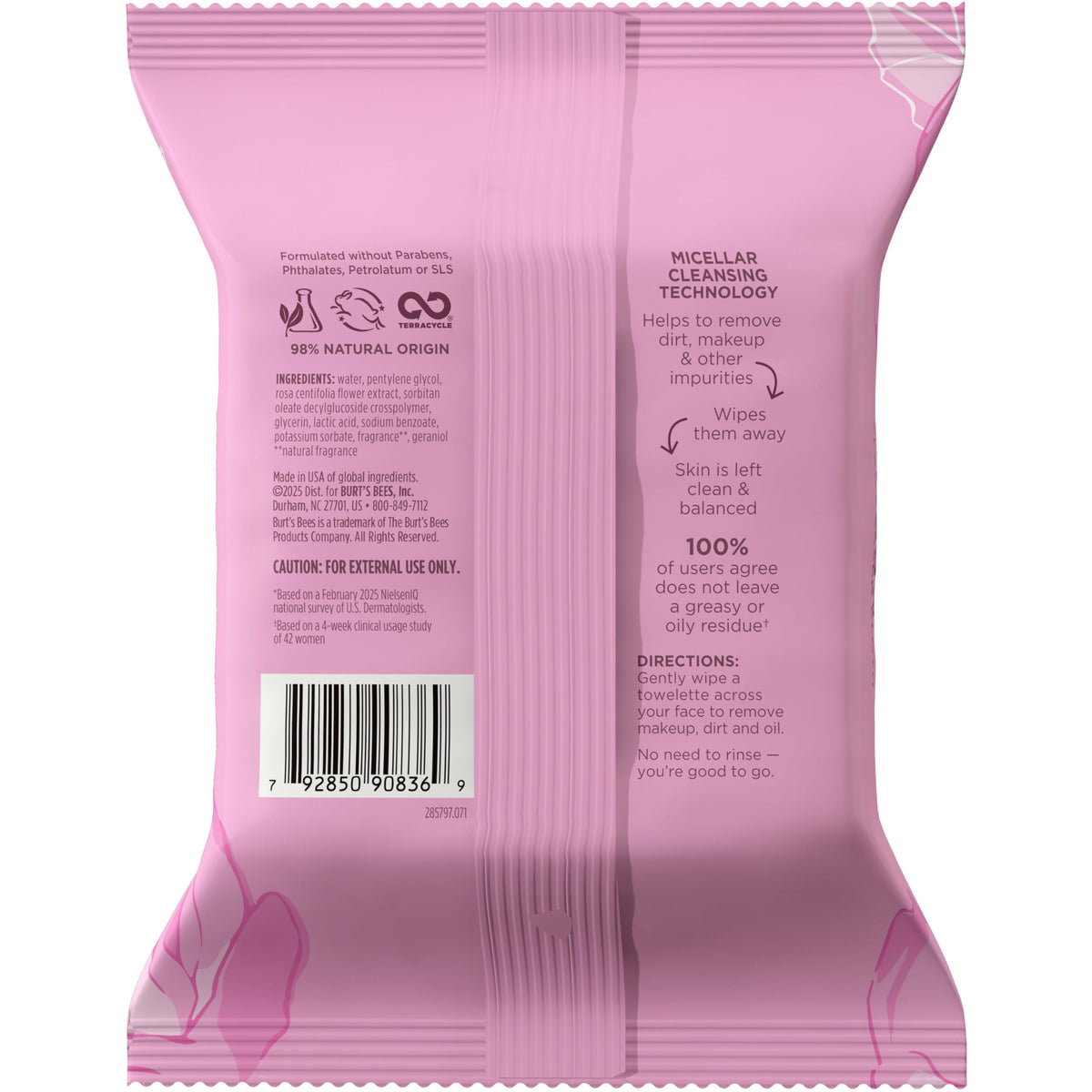 Burt’s Bees Micellar Rose Water Facial Towelettes, 30 ct. Burt's Bees