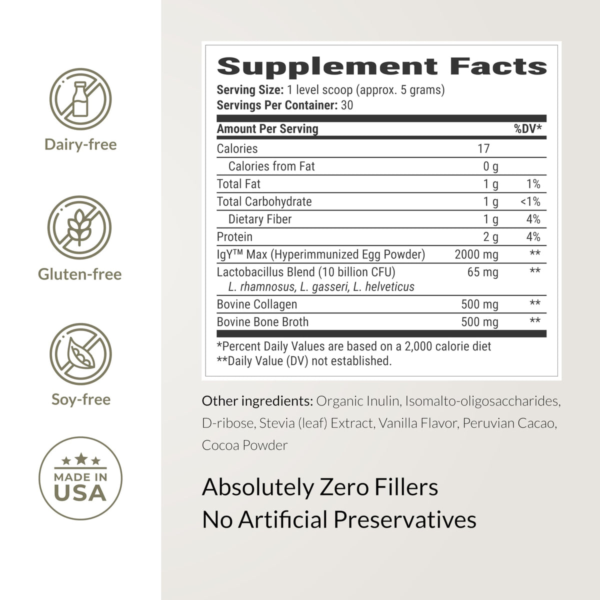 Microbiome Breakthrough Gut Support Powder Chocolate Flavor With Lactobacillus Strains, Bone Broth & Collagen Source of L-Glutamine Supports Digestive Comfort, Gas & Bloating Relief 30 Servings* BIOptimizers