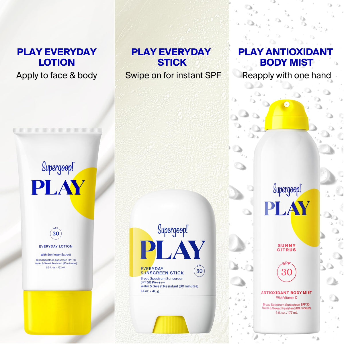 Supergoop! PLAY Body Mist Sunscreen SPF 50 PA++++, Sunny Citrus, 6oz Supergoop!