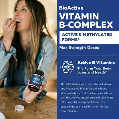 BioActive Vitamin B Complex - Blood Stream Ready, Methylated B Complex - Featuring Methylfolate, 3 BioActive Forms of B12, BenfoPure® B1 & Pantesin Triquetra Health