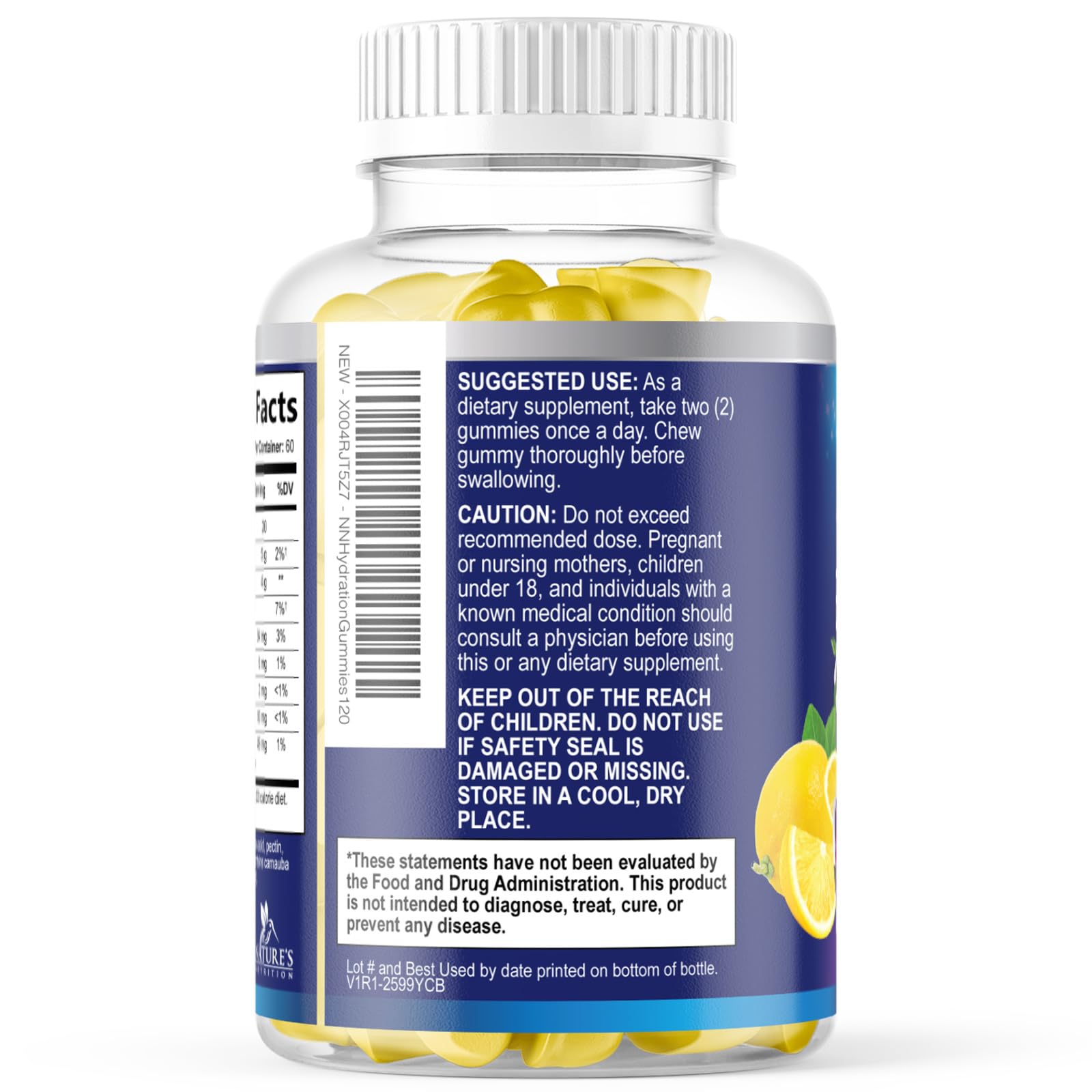 Hydration Electrolyte Gummies - Daily Liquid Replenisher Gummy - Electrolyte Multiplier with Minerals, Potassium & Real Salt - Vegan, Non-GMO - Tasty Lemon Flavor Hydration Electrolytes Nature's Nutrition buy australia supplements