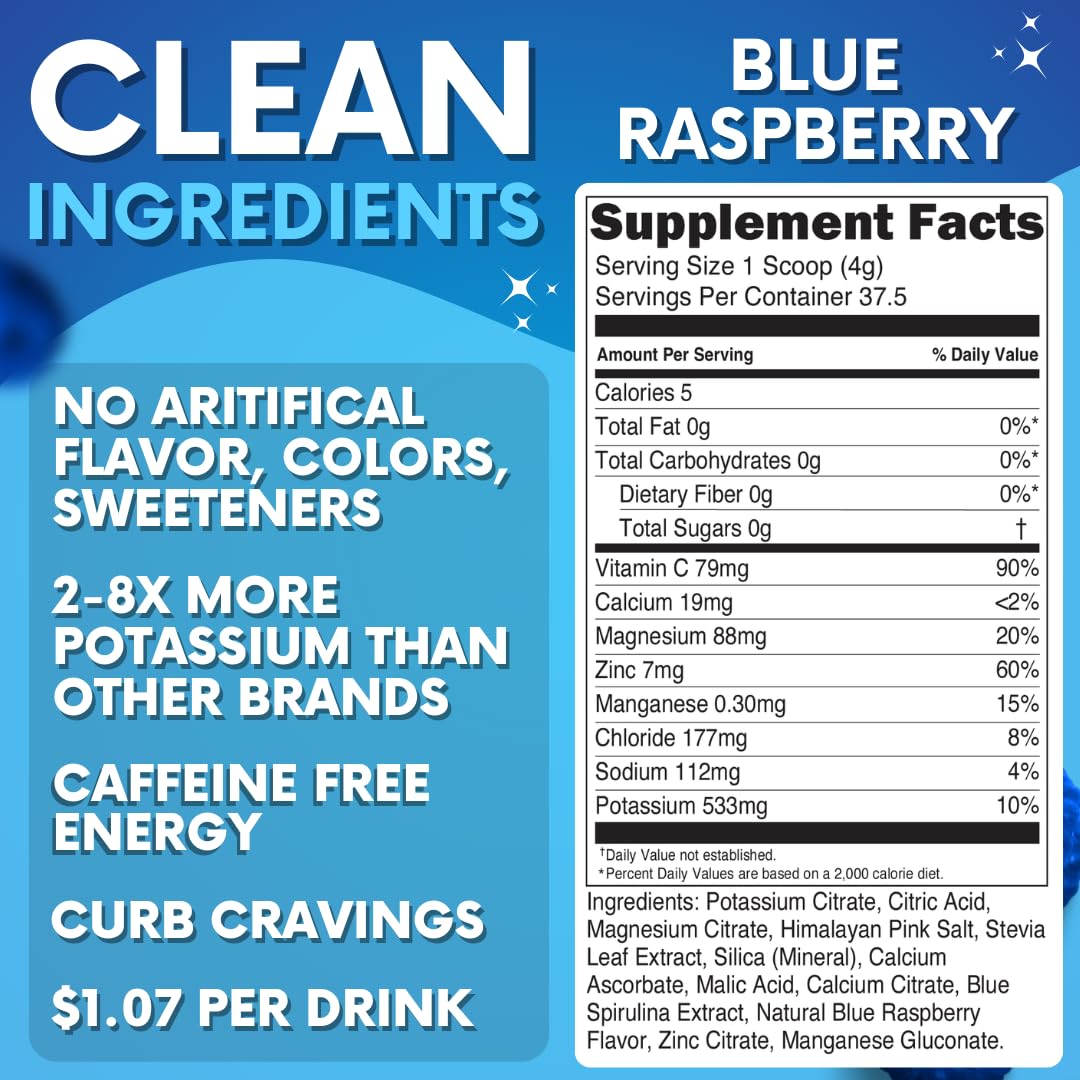 Zero Sugar - Blue Raspberry Electrolytes Powder - Refreshing Hydration - Caffeine Free Energy - All Natural Ingredients - Vegan, Keto and Paleo - Sugar Free Electrolyte Powder Drink Mix - 37 Servings My Adventure to Fit buy australia supplements