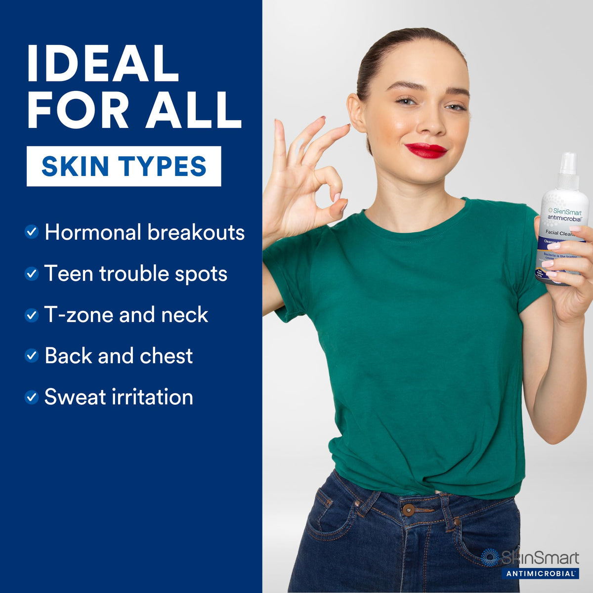 SkinSmart Antimicrobial Facial Cleanser for Breakouts and Blemishes, 8 oz SkinSmart Antimicrobial