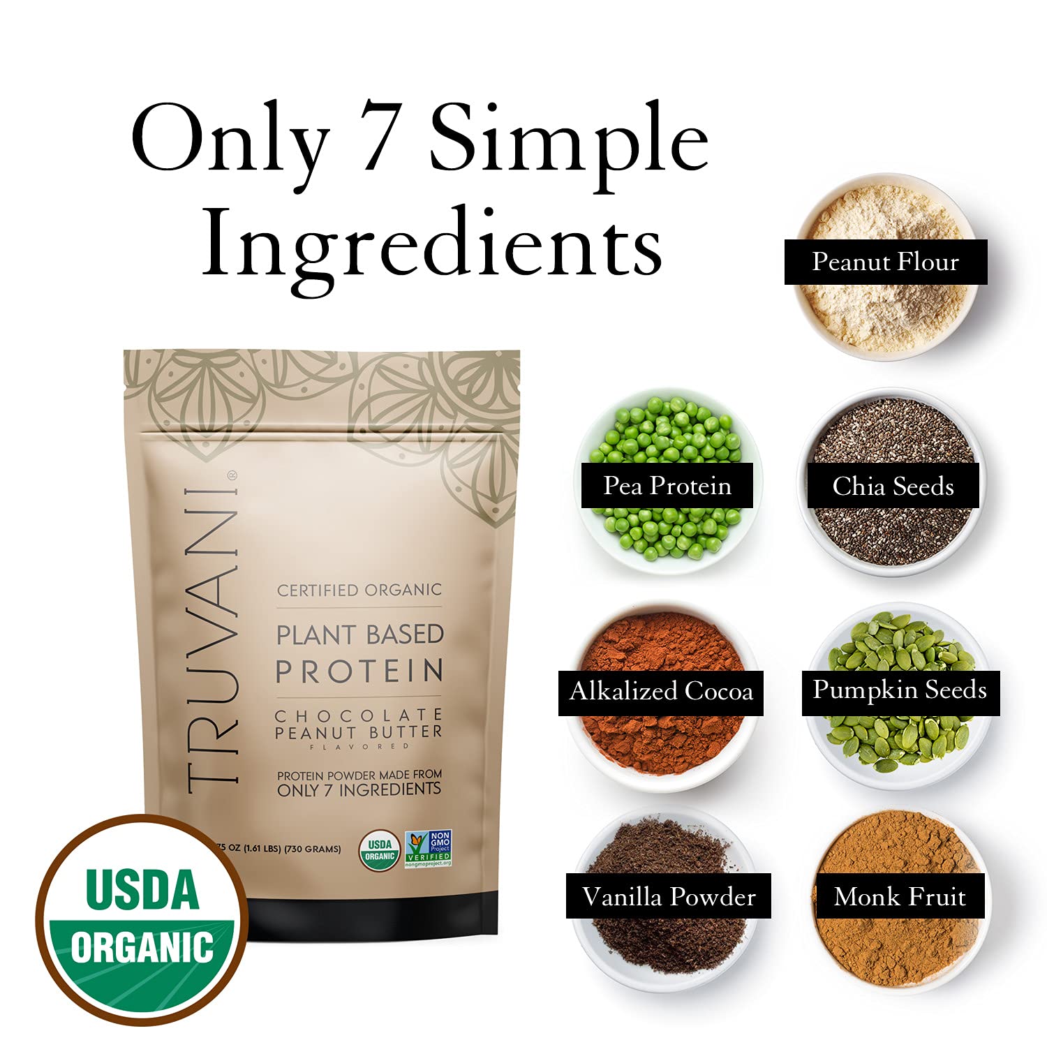 Truvani Vegan Chocolate Peanut Butter Protein Powder - 20g Plant-Based Protein, Gluten Truvani buy australia supplements