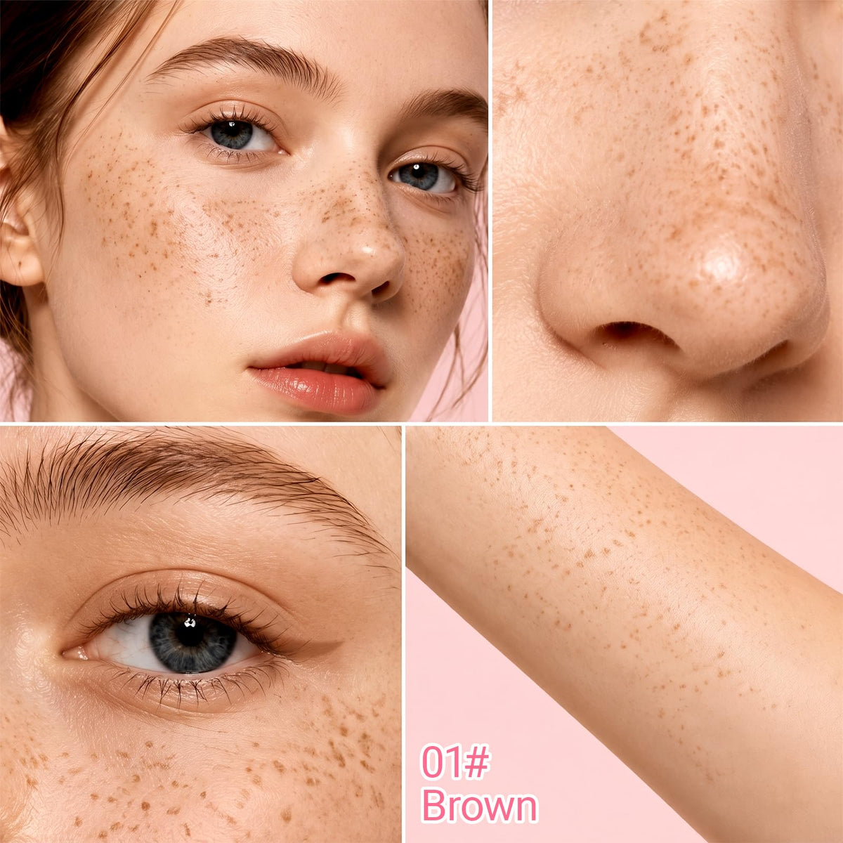Erinde Dual-Ended Freckle Stamp Pen, Realistic Faux Freckles Makeup with Soft Sponge Stamp & Precision Tip, Waterproof Long-Lasting Fake Freckle Marker for Natural or Bold Looks, 01 Brown Erinde