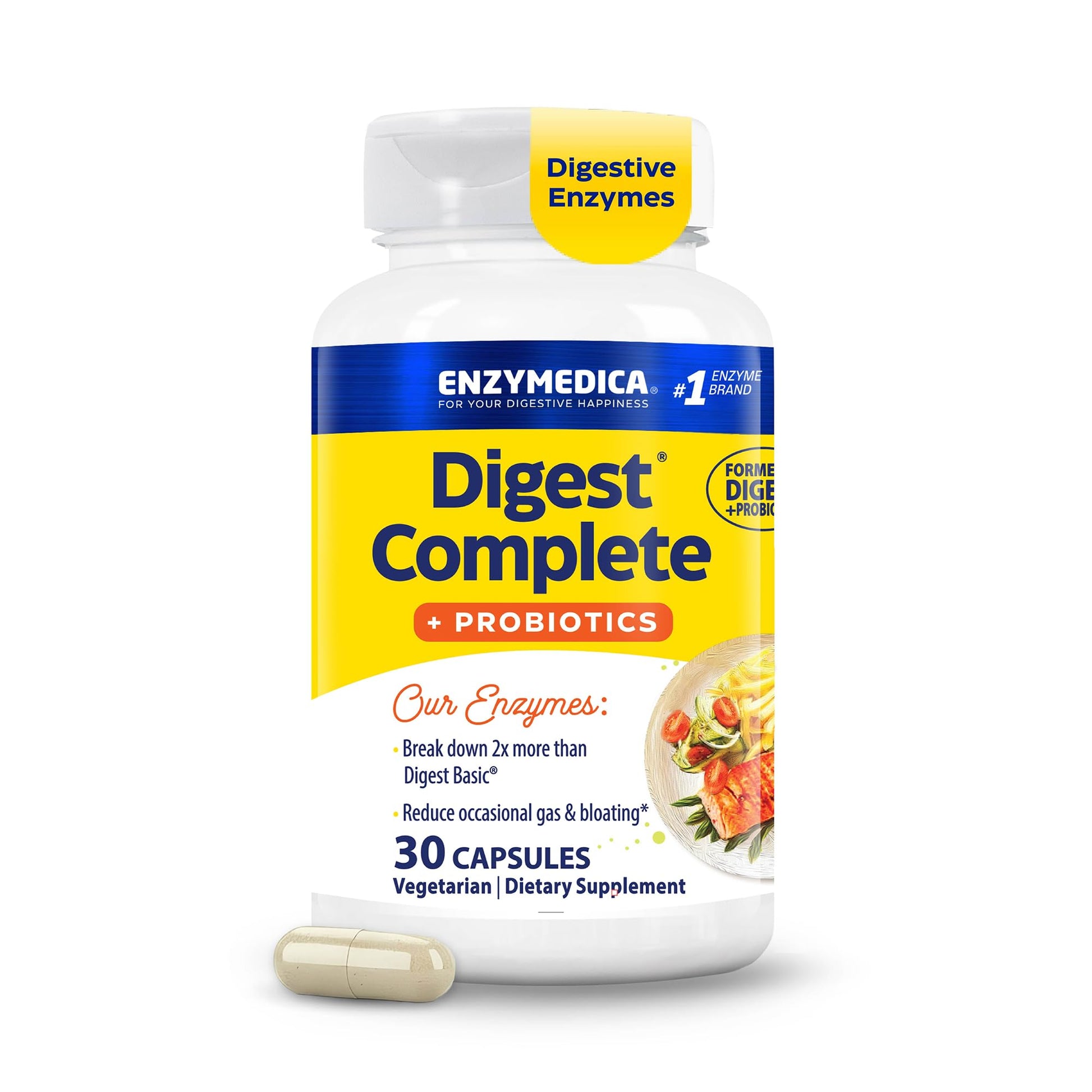 Enzymedica Digest Complete + Probiotics - Digestive Enzyme Supplement for Women & Men, Enzyme and Probiotic Capsules for Digestion, Gut Health Support, Helps Gas & Bloating, Vegetarian - 90 Caps Gsupps Australia