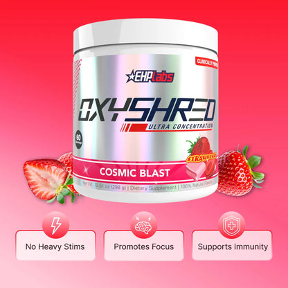 EHP Labs OxyShred Pre Workout Powder - Preworkout Powder with L Glutamine & Acetyl L Carnitine, Energy Boost Drink - Cosmic Blast, 60 Servings EHP Labs