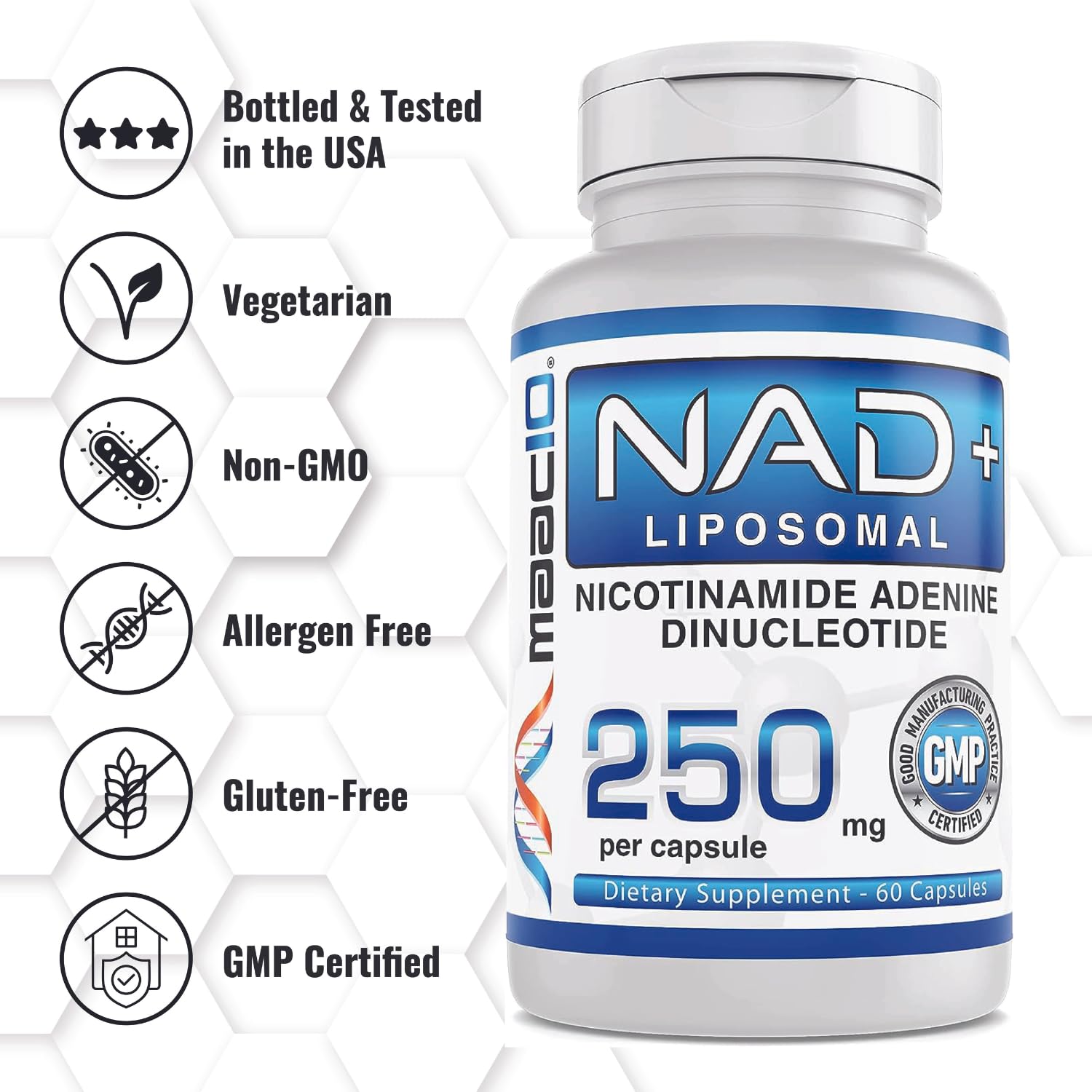 MAAC10 Liposomal NAD Supplement 500mg Serving (2x250mg Capsules) Actual Nicotinamide Adenine Dinucleotide MAAC10 buy australia supplements