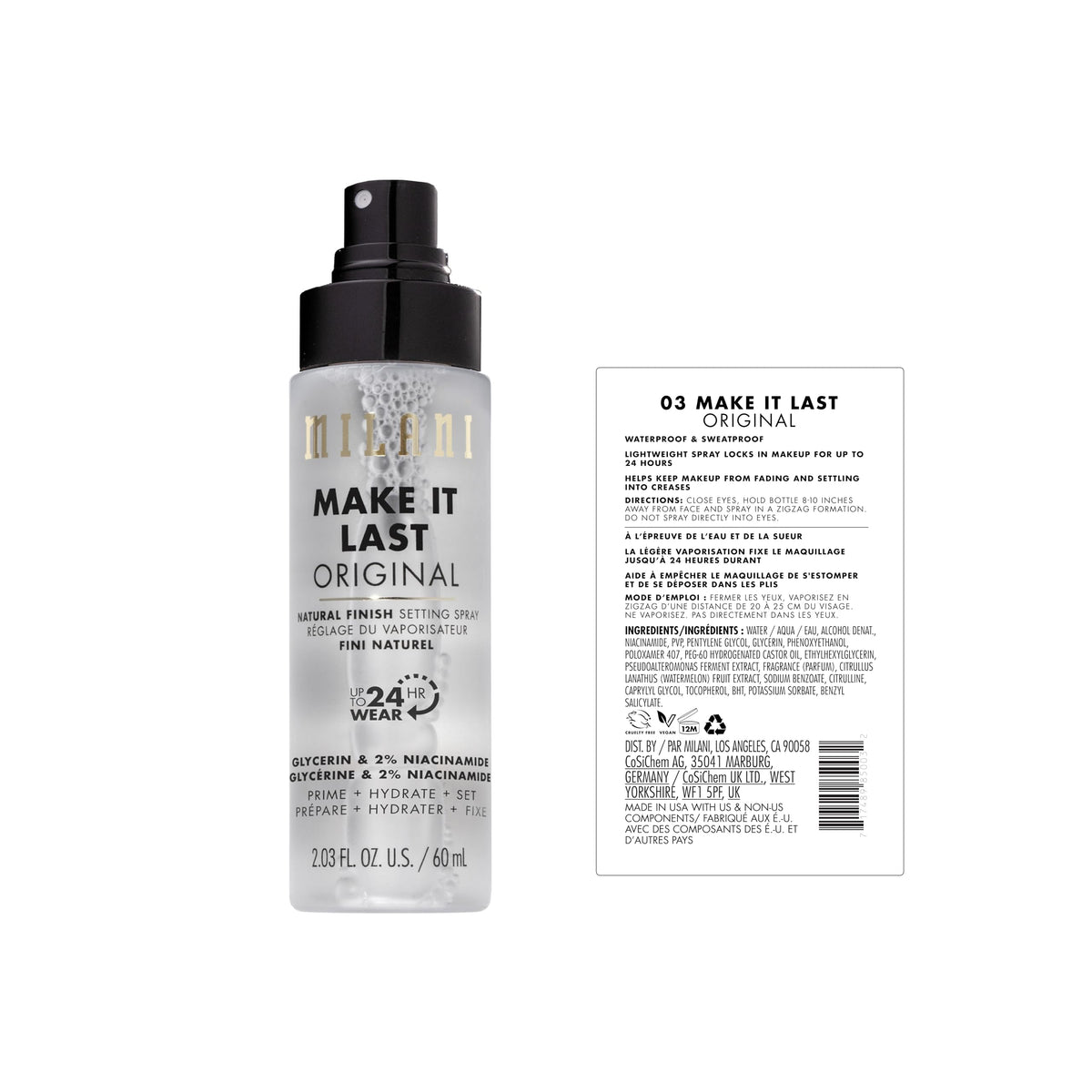 Milani Setting Spray + Primer, Make It Last Original Natural Finish Milani