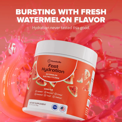 Rosabella Electrolyte Drink Powder – Watermelon – Sugar-Free Hydration Drink Mix – Electrolytes Powder with Sodium, Potassium, Magnesium, Calcium Rosabella