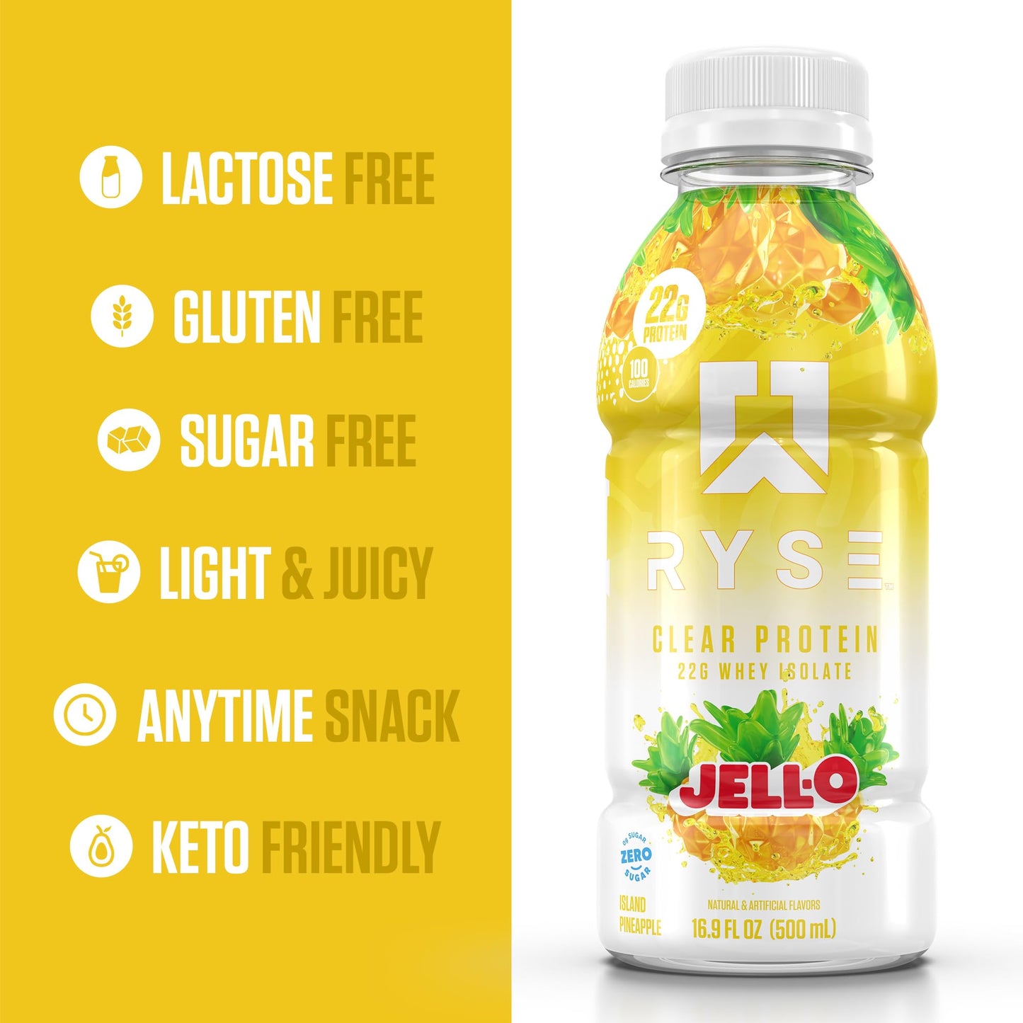 RYSE Clear Protein Drink - Variety Pack - 100 Calories, 22g Whey Isolate Protein Shake, Sugar-Free, 0g Fat & Lactose-Free - Refreshing Ready-to-Drink Beverage - 16.9 fl oz Bottles (12-Pack)