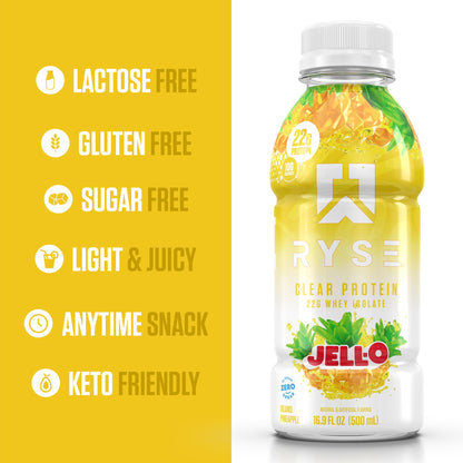 RYSE Clear Protein Drink - Variety Pack - 100 Calories, 22g Whey Isolate Protein Shake, Sugar-Free, 0g Fat & Lactose-Free - Refreshing Ready-to-Drink Beverage - 16.9 fl oz Bottles (12-Pack)