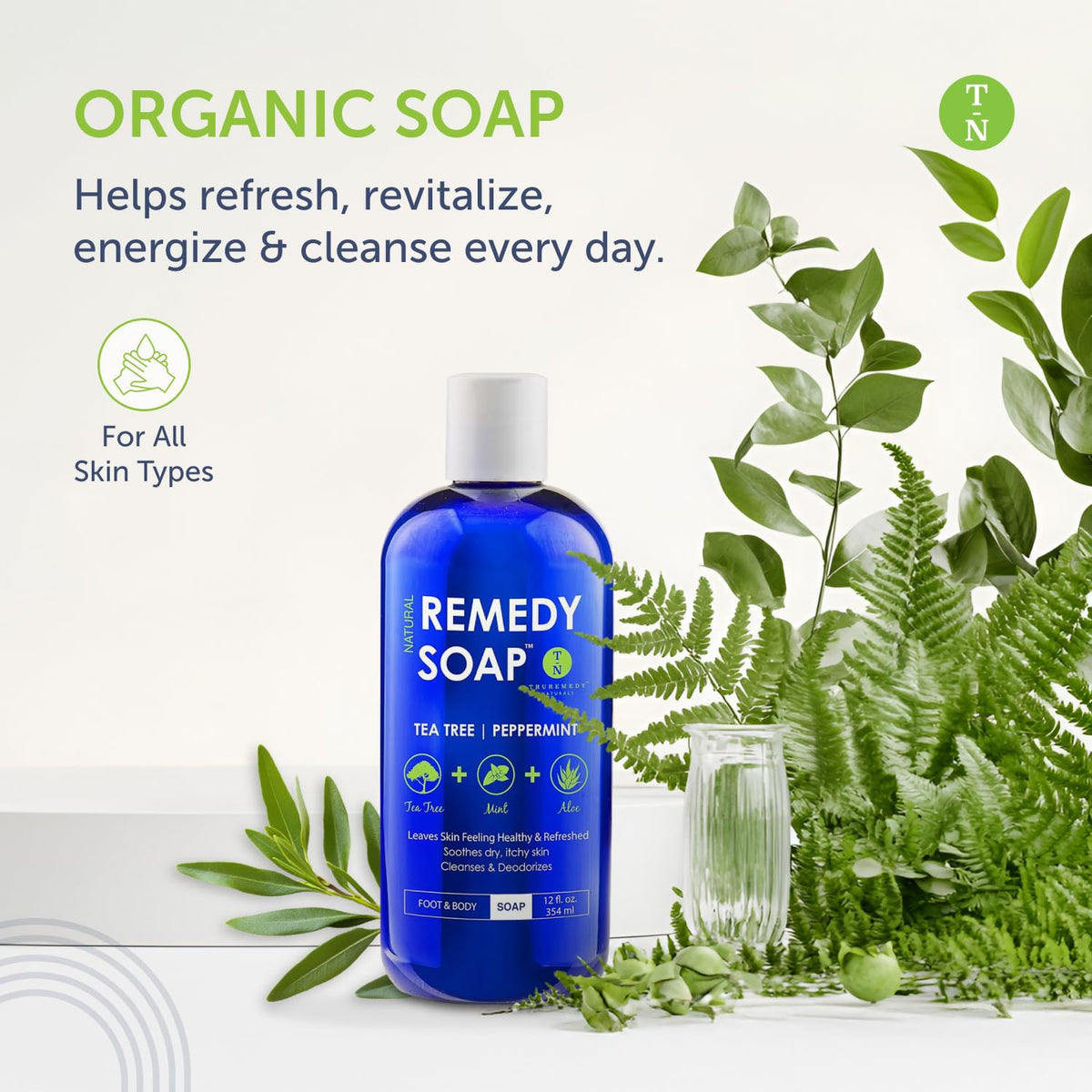 Truremedy Naturals Body Wash, Tea Tree & Peppermint (12oz) Truremedy Naturals