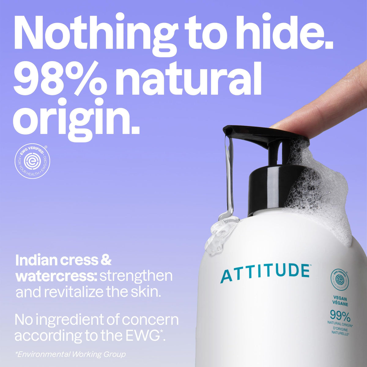 ATTITUDE Hand Soap, EWG Verified, Unscented, 16 oz BIO SPECTRA ATTITUDE