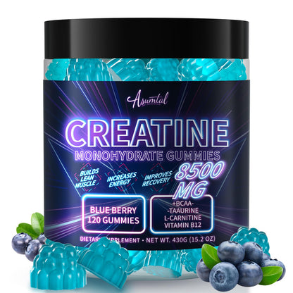 Asumtal Creatine Monohydrate Gummies Complex 8500 MG for Men & Women, Creatine Monohydrate Supplement for Muscle Growth, Strength & Energy Support Asumtal