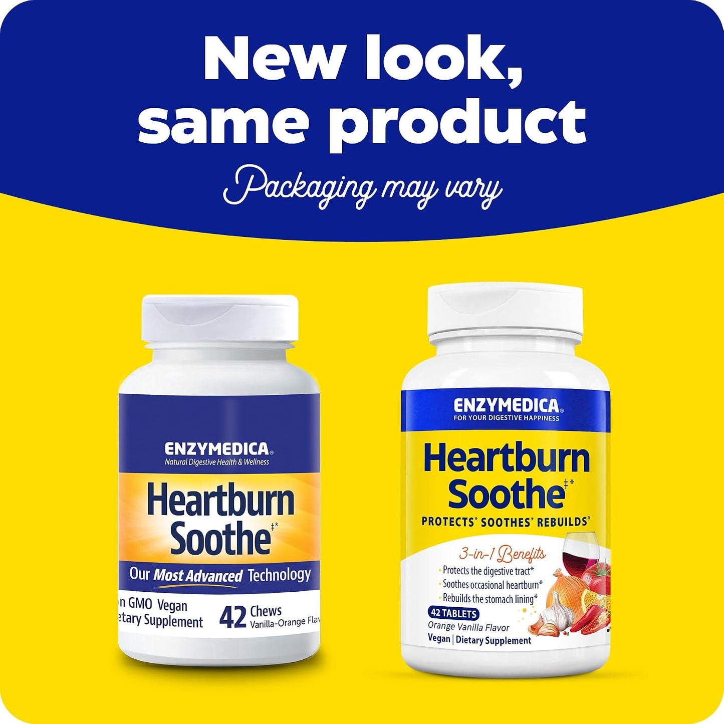 Enzymedica Heartburn Soothe Chewable Supplement, Vanilla Orange, 42 Tablets Gsupps Australia
