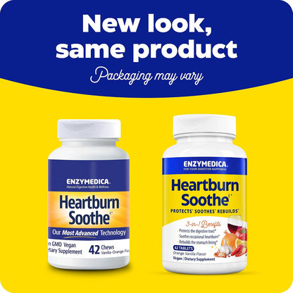 Enzymedica Heartburn Soothe Chewable Supplement, Vanilla Orange, 42 Tablets Gsupps Australia