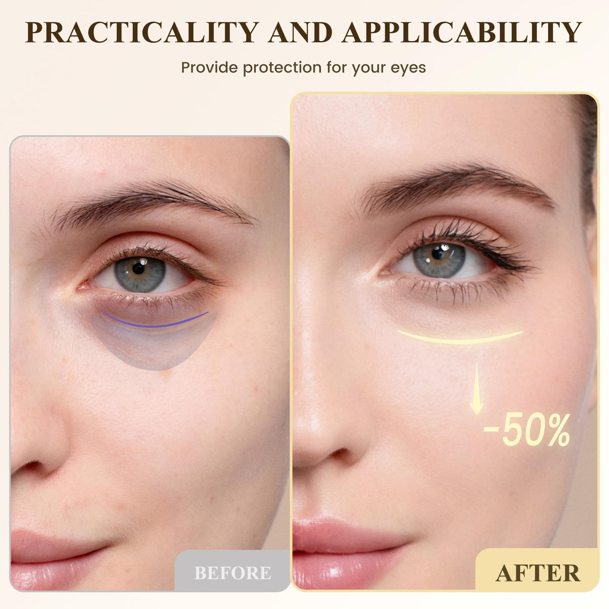 USMOTAR Retinol & Caffeine Eye Serum - Dark Circles Relief & Depuffing Treatment, Hyaluronic Acid + Collagen, Gentle Under Eye Cream for Sensitive Skin, Hydrates & Smooths Fine Lines 40ml, 1.35 fl.oz USMOTAR