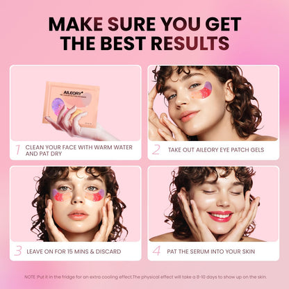 AILEORY Under Eye Patches (24 Pairs) - Tri-color Glitter Eye Gel Pads for Dark Circles, Puffy Eyes, Under eye Bags, Wrinkles AILEORY