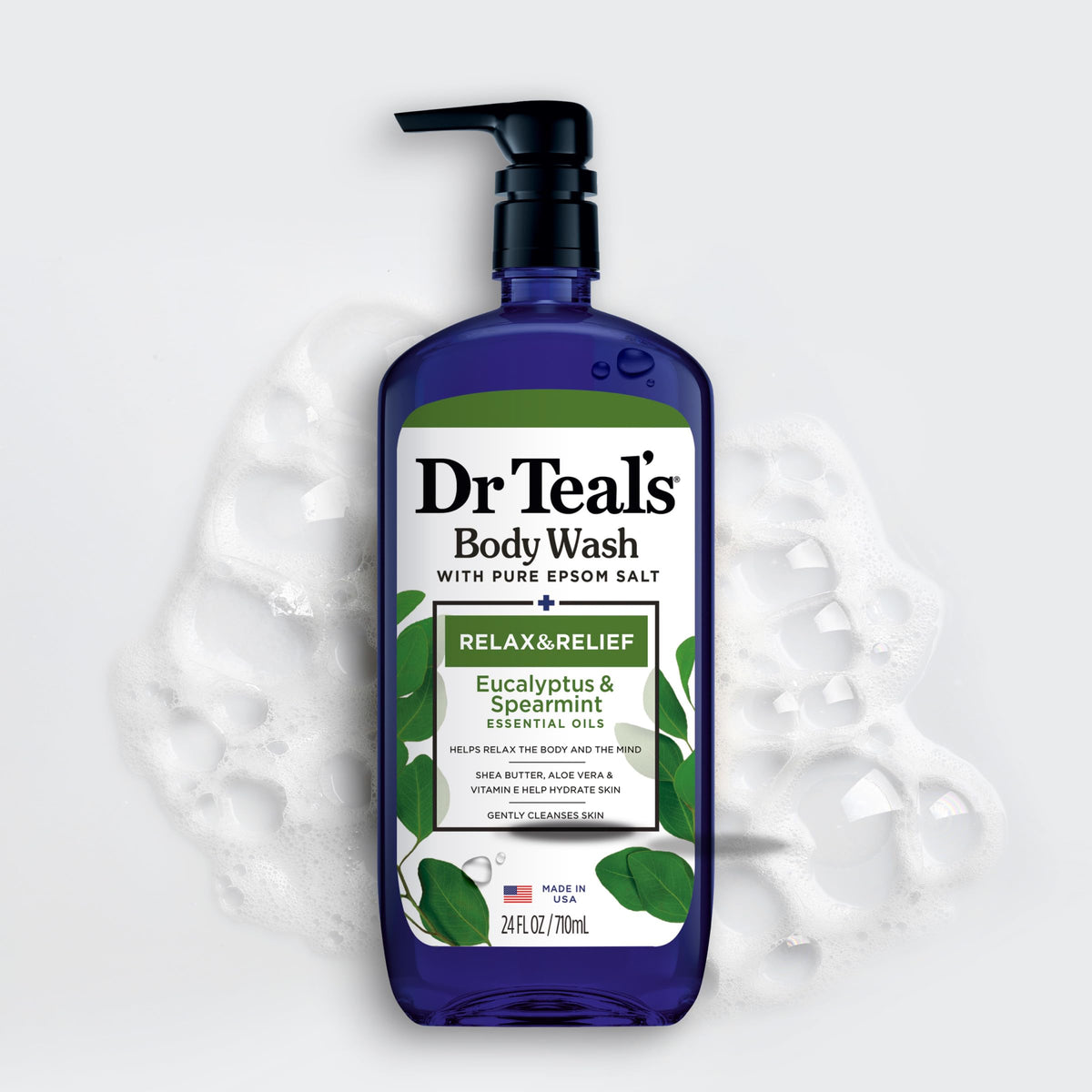 Dr Teal's Body Wash with Pure Epsom Salt, Relax & Relief with Eucalyptus & Spearmint, 24 fl oz (Pack of 2) Dr Teal's