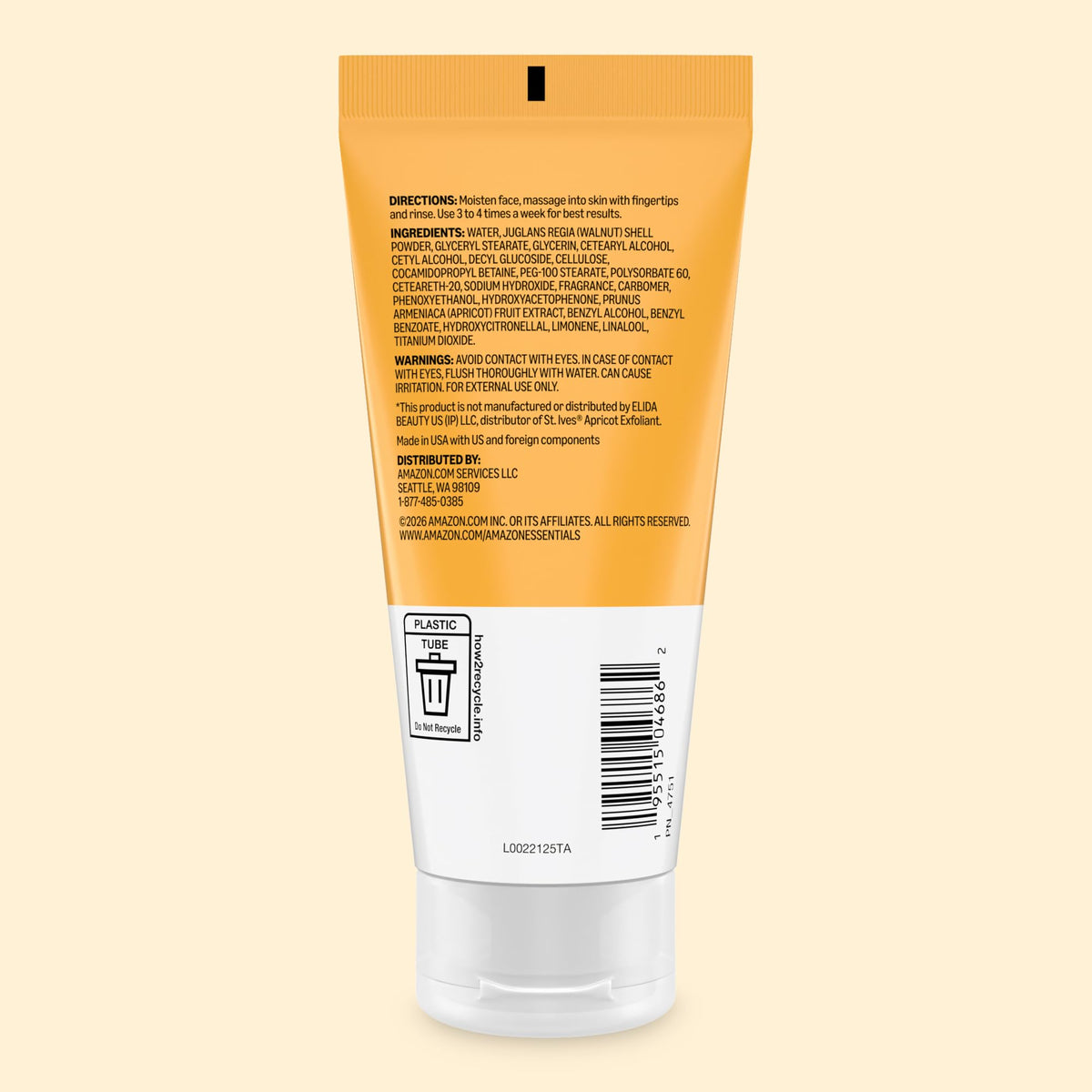 Amazon Essentials Exfoliating Apricot Face Scrub, Facial Cleanser, 6 Fluid Ounce Amazon Basics