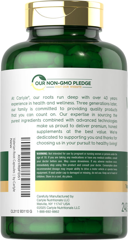 Carlyle Valerian Root Capsules | 240 Count | Herb Extract Supplement | Non-GMO, Gluten Free Carlyle