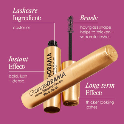 Grande Cosmetics GrandeDRAMA Intense Thickening Mascara, Black, 0.32 oz Grande Cosmetics