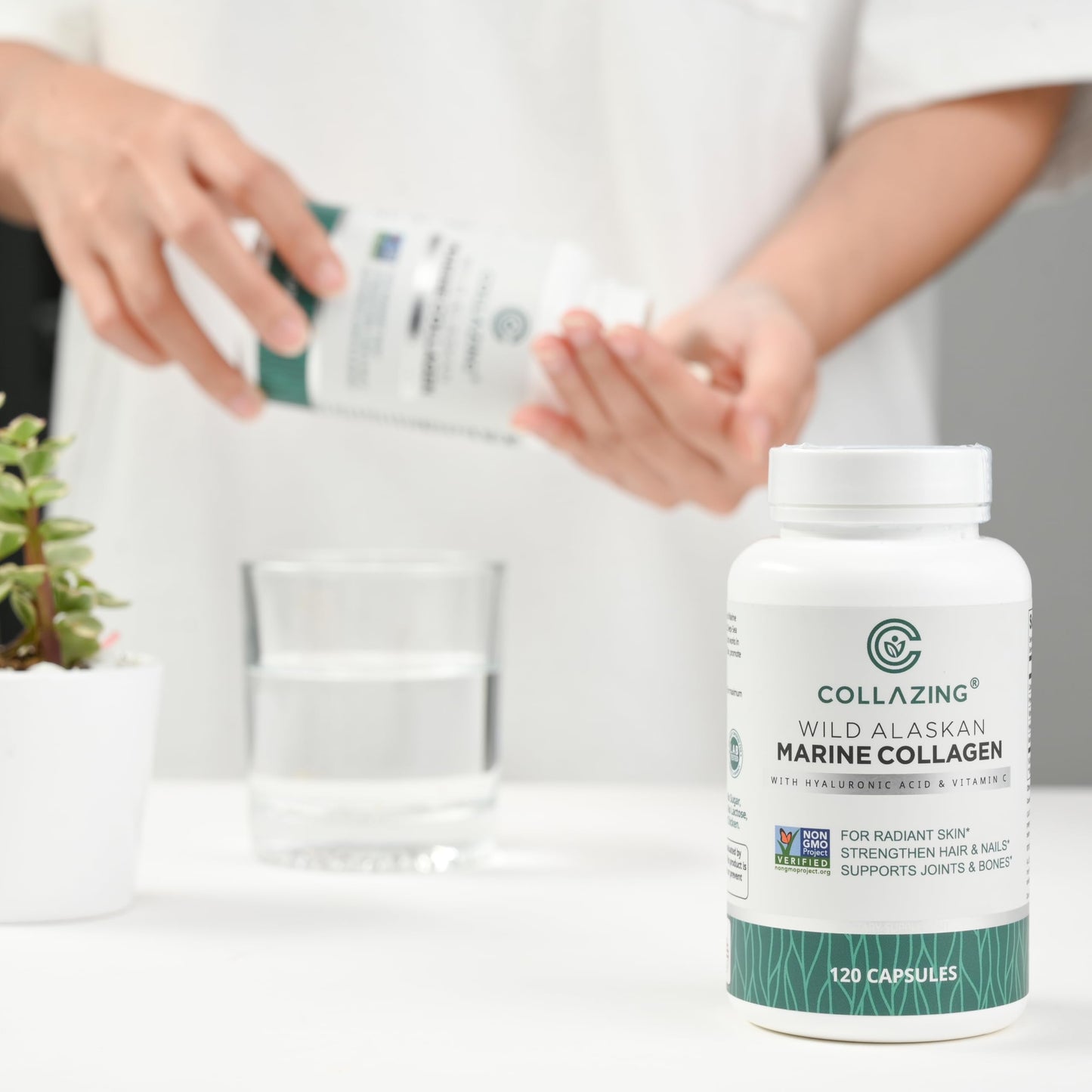 C COLLAZING - Alaskan Wild-Caught Marine Collagen Peptides with Hyaluronic Acid & Vitamin C - Supports Skin, Hair, Nails, Joints & Bones - Type 1 & 3 Collagen C COLLAZING