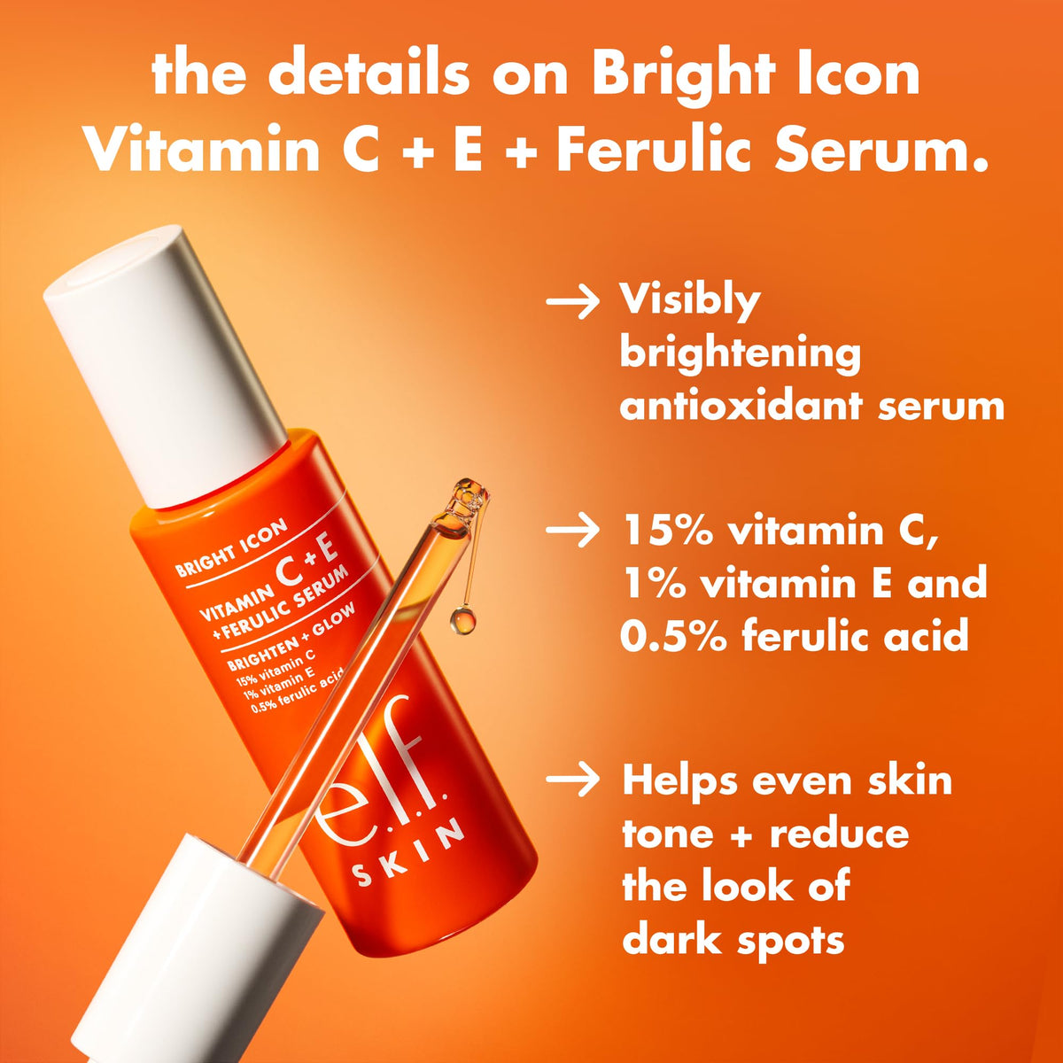 e.l.f. SKIN Bright Icon Vitamin C + E + Ferulic Serum, 1 oz e.l.f.