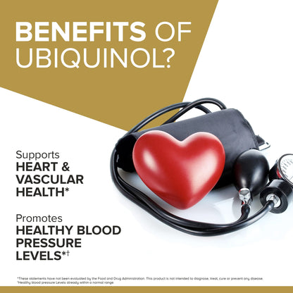 Qunol 100mg Ubiquinol, Powerful Antioxidant for Heart & Vascular Health, Essential for Energy Production Qunol