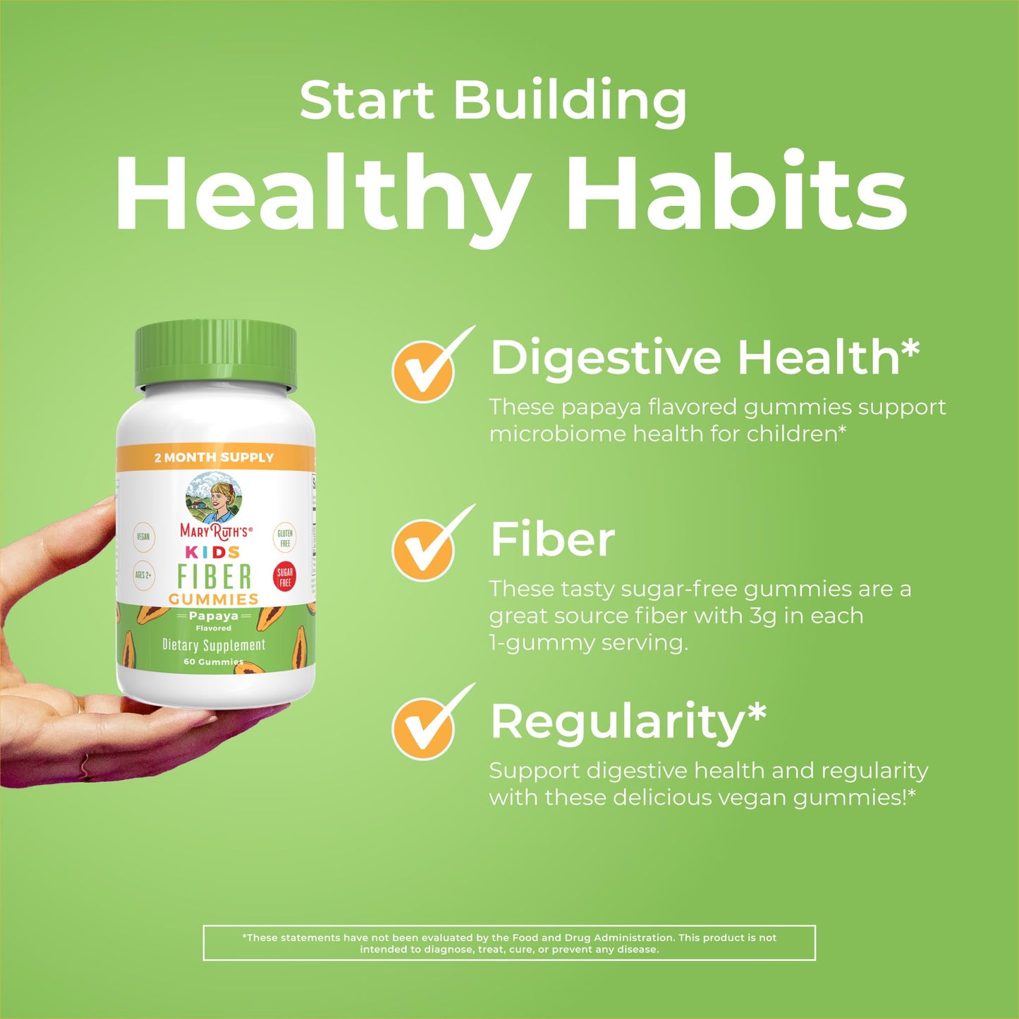 MARYRUTH'S Fiber Gummies for Kids | 2 Month Supply | Sugar Free | Soluble Fiber Supplement | Gut Health & Digestion Support MARYRUTH'S