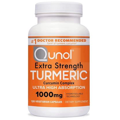 Qunol Turmeric Curcumin Supplement, Turmeric 1000mg With Ultra High Absorption, Joint Support Supplement, Extra Strength Turmeric Capsules, 2 Month Supply, 120 Count (Pack of 1) Qunol