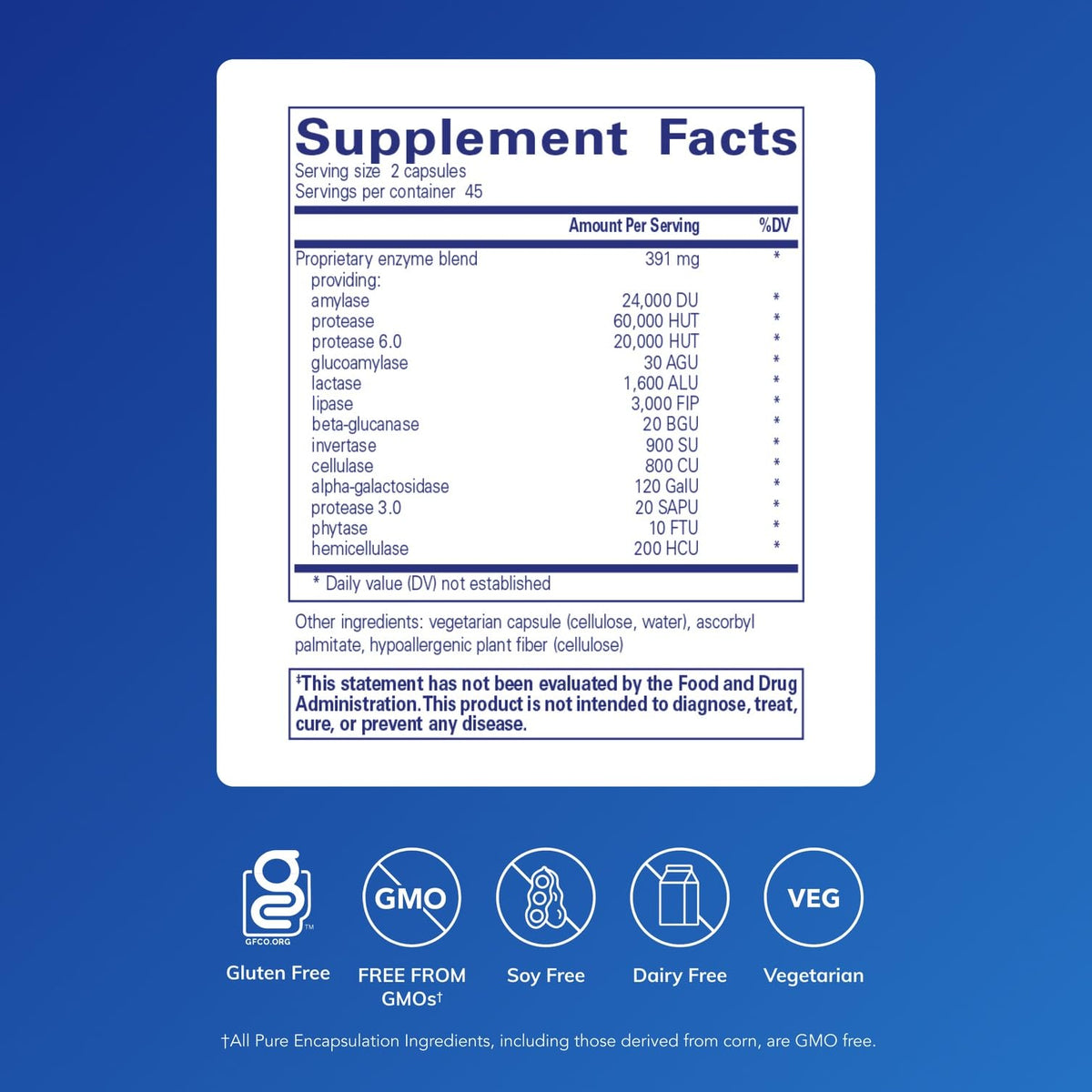 Pure Encapsulations Digestive Enzymes Ultra - Vegetarian Digestive Enzyme Supplement to Support Protein, Carb, Fiber, and Dairy Digestion* - 90 Capsules Pure Encapsulations