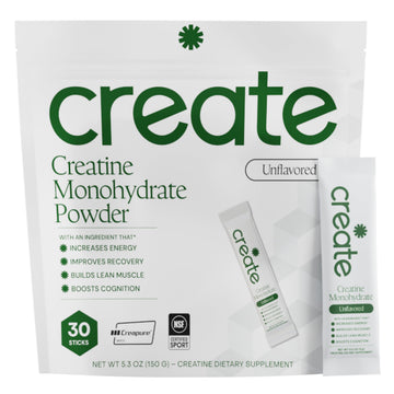 Create Creatine Monohydrate Powder - Creatine Travel Packets, Made with Creapure, 3rd Party Tested & NSF Certified for Sport, 30 Stick Packs, Unflavored Create buy australia supplements