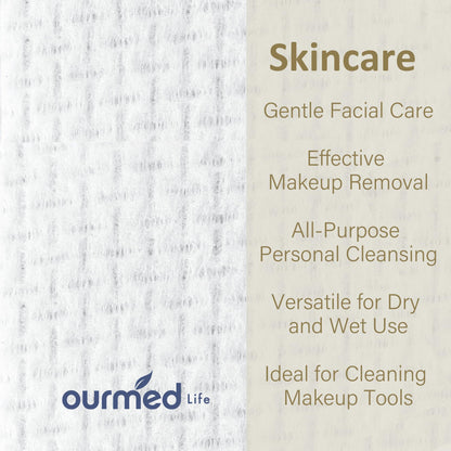 Ourmed Life Face Towels, Disposable Biodegradable Facial Towels for Sensitive Skin ourmed life