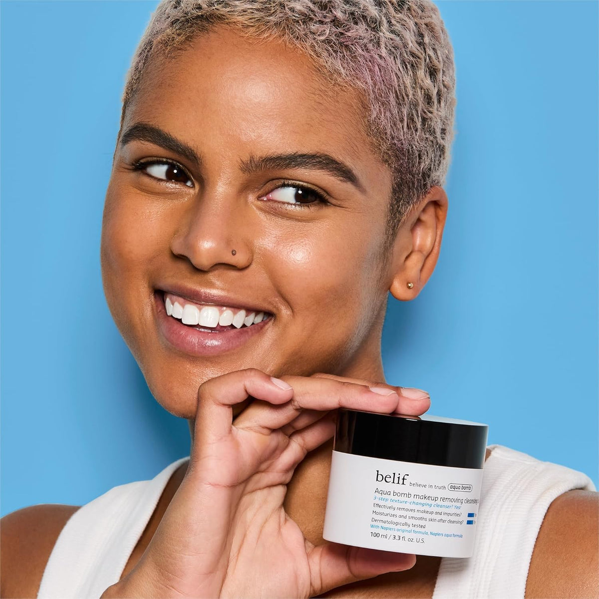 belif Aqua Bomb Cleansing Balm Makeup Remover, Hydrate & Deep Cleanse in 1 Step, Melt Away Makeup & SPF, Balm to Oil Cleanser Formula, No Oily Residue, Korean Skin Care (3.3 fl.oz., New Formula) belif