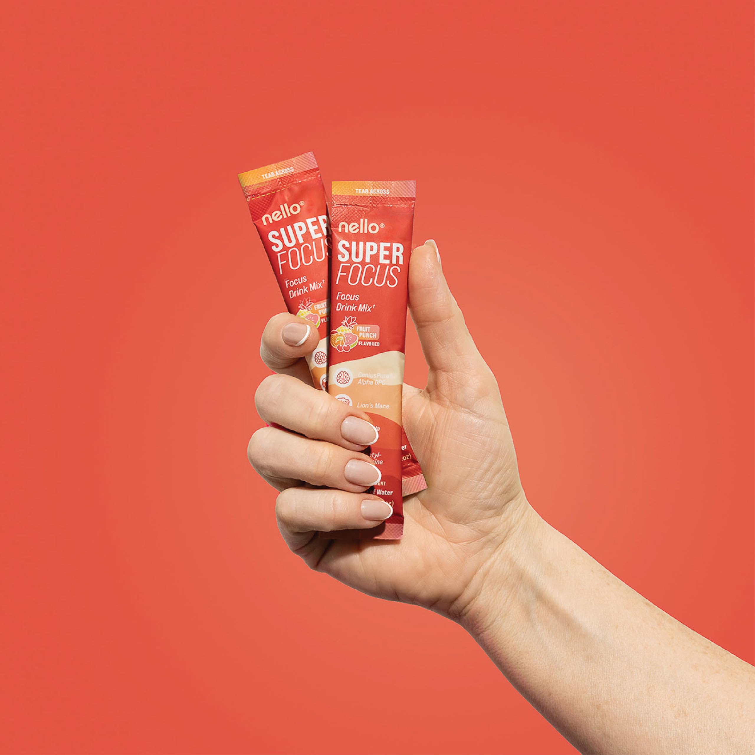 Nello Superfocus Focus Drink Mix – Fruit Punch Flavor – Alpha GPC, Lion’s Mane, Rhodiola & N-Acetyl L-Tyrosine – Sugar-Free, On-the-Go Packets – 20 Servings Nello buy australia supplements