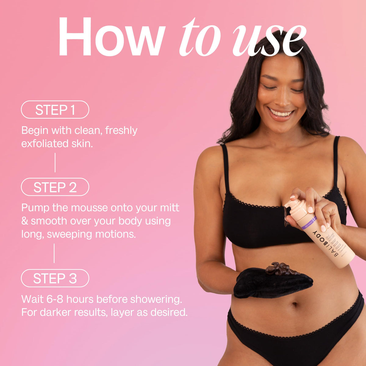 Bali Body Deep Violet Self Tanning Mousse – Self Tanner Mousse Violet-Based Formula for Dark, Fake Tan with Olive Undertones – Hydrating, Sunless Tanner for Sensitive Skin – 200ml / 6.7fl oz BALI BODY