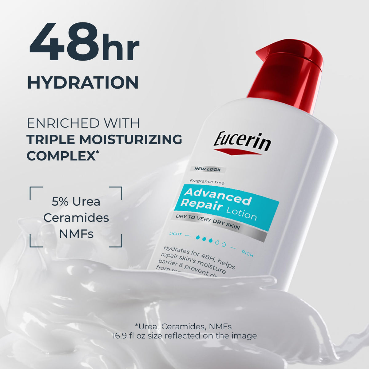 Eucerin Advanced Repair Lotion, Urea Enriched, 16.9 FL OZ Eucerin