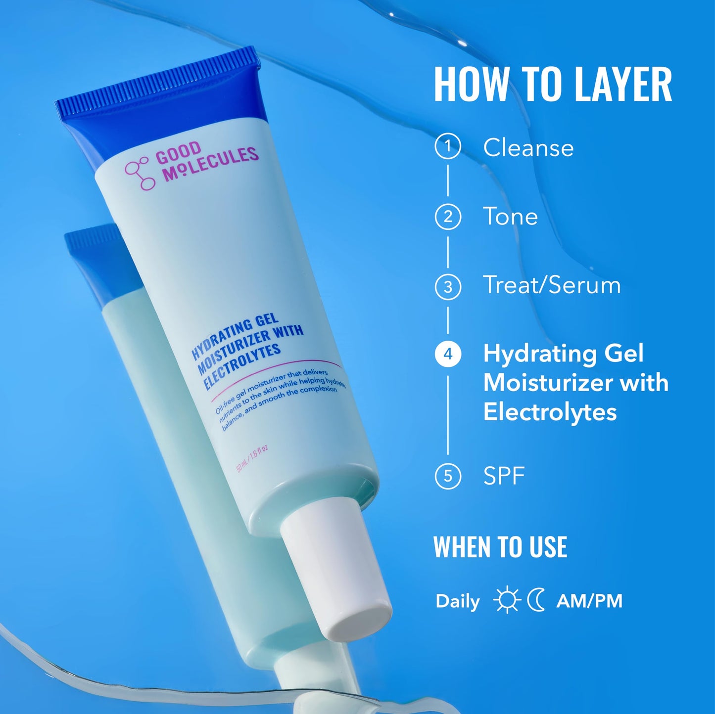 Good Molecules Hydrating Gel Moisturizer – Lightweight Water-Based Gel, Fast-Absorbing Oil-Free Moisturizer for Oily Good Molecules