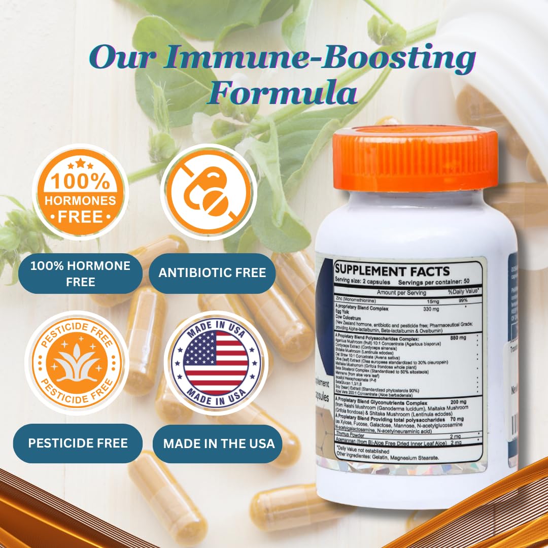 Transfer Factor Enhanced, 100 Natural Capsules, Immune Support - Transfer Factor Multi Immune from Cow Colostrum, Egg Yolk & Special Blend of Mushrooms Dislafarm buy australia supplements