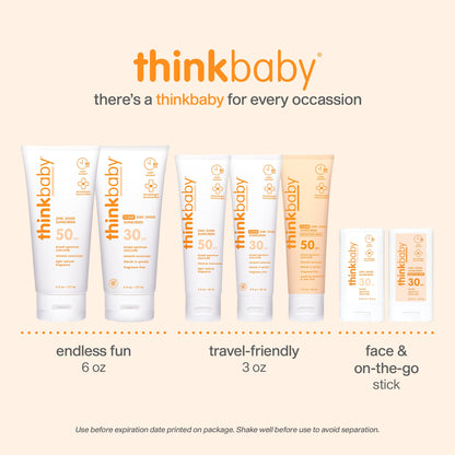 Thinkbaby Baby Sunscreen SPF 50+, Mineral Formula, Water Resistant, 3 Oz Thinkbaby