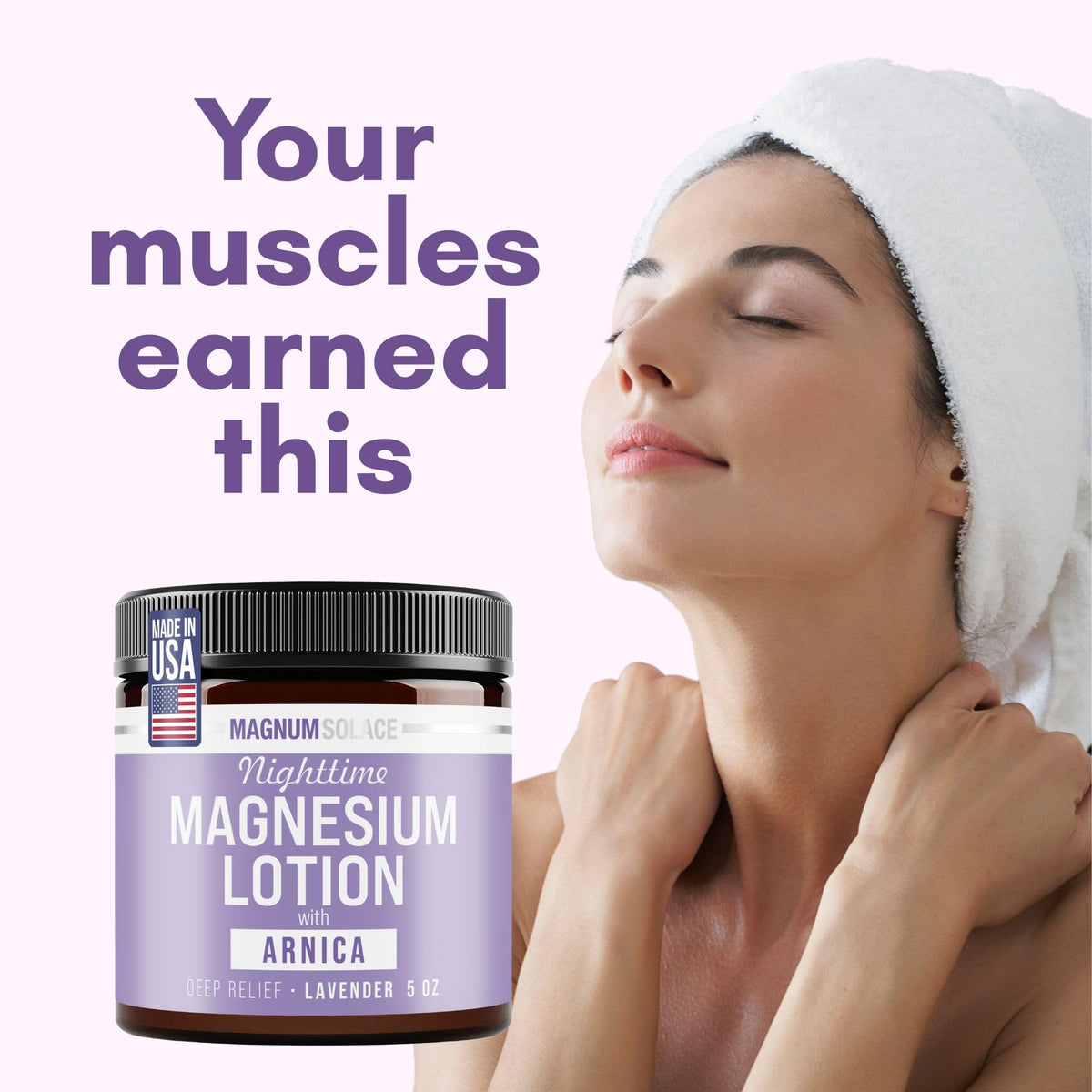 Magnum Solace Nighttime Magnesium Lotion with Arnica – Highly Concentrated Magnesium for Muscles & Joints – Apply to Legs or Feet Before Bed – Skin-Friendly Magnum Solace