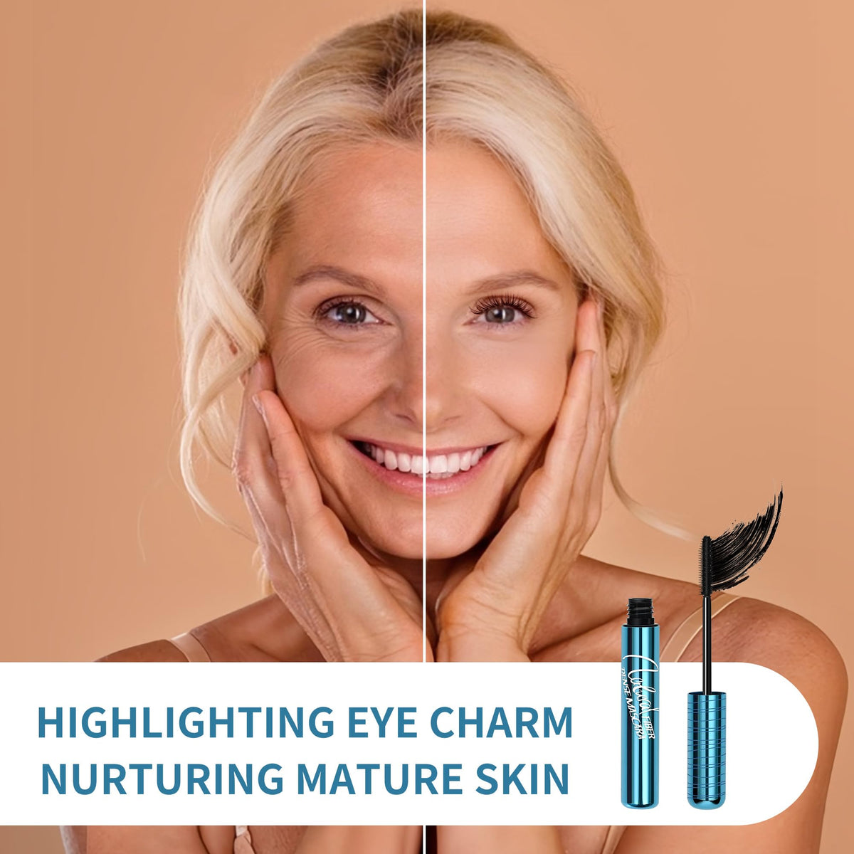 Mascara for Older Women 60 Plus - Volumizing Waterproof Hypoallergenic Black Mascara for Thinning Lashes & Sensitive Eyes, Smudge-Proof Formula (1 Pack) BANGFENG