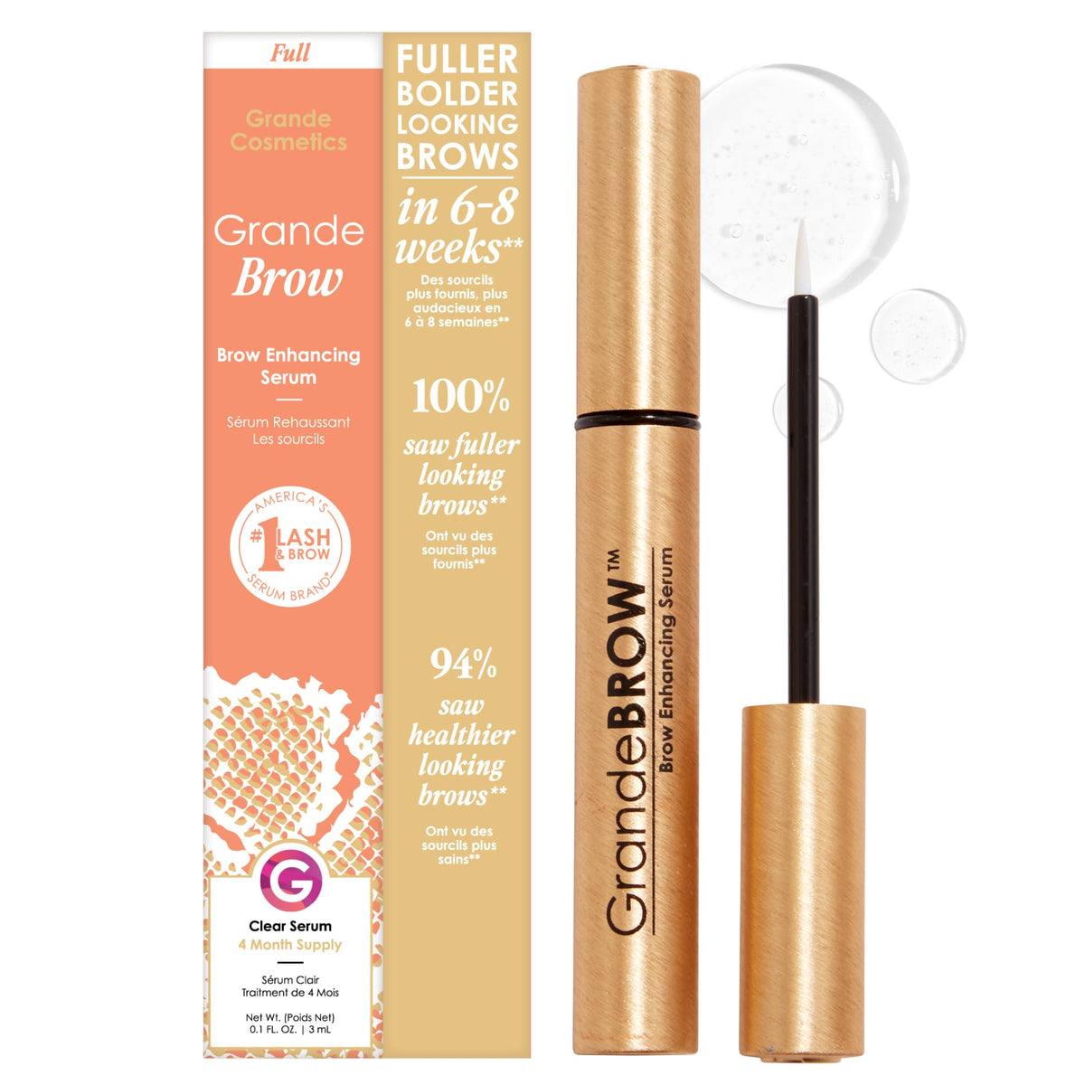 Grande Cosmetics GrandeBROW Brow Enhancing Serum, 3mL, 4-Month Supply Grande Cosmetics